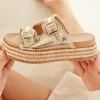 Fashion Casual Mode Sandale femme platefme dée - Rosanna Or