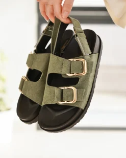 Sale Casual Mode Sandale femme plateforme - Gwenola Kaki