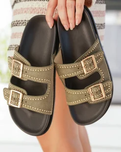 Fashion Casual Mode Sandale femme plateforme mule - Calista Kaki