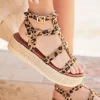 Hot Casual Mode Sandale femme plateforme CUIR léopard - MJNP93 Leopard