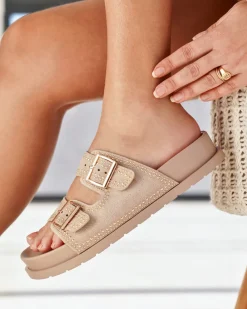 Hot Casual Mode Sandale femme plateforme mule - Calista Taupe