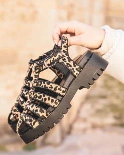 Outlet Casual Mode Sandale femme plateforme confort motif léopard - Margaux Leopard