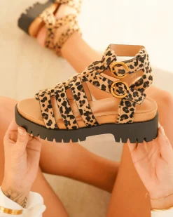 New Casual Mode Sandale femme plateforme confort léopard - Olga Leopard