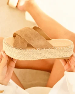 New Casual Mode Sandale femme plateforme - Marine Taupe