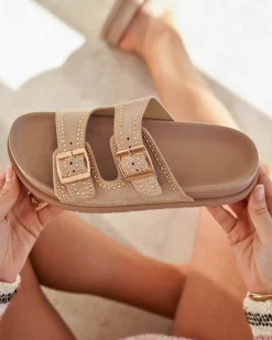 Hot Casual Mode Sandale femme plateforme mule - Calista Taupe