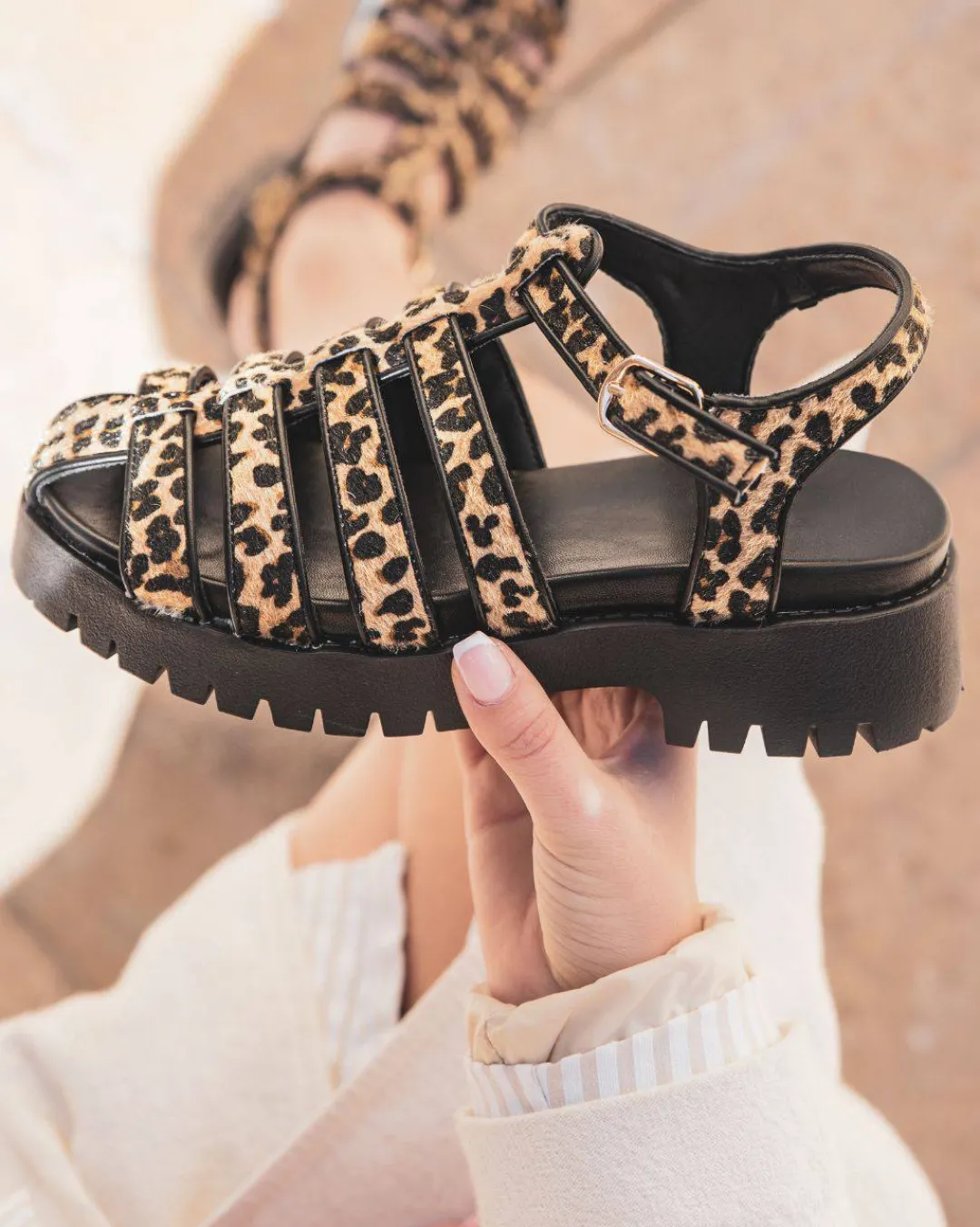 Outlet Casual Mode Sandale femme plateforme confort motif léopard - Margaux Leopard