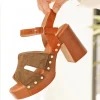 Sale Casual Mode Sandale femme talon carré - Elida Taupe