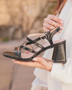 Best Casual Mode Sandale femme talon carré - Aude Noir