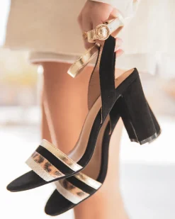 New Casual Mode Sandale femme talon carré - Jade Noir