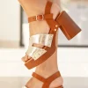 New Casual Mode Sandale femme talon carré dée - Elida Or