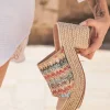 Clearance Casual Mode Sandale femme talon carré mule multicolore - Christelle Rose