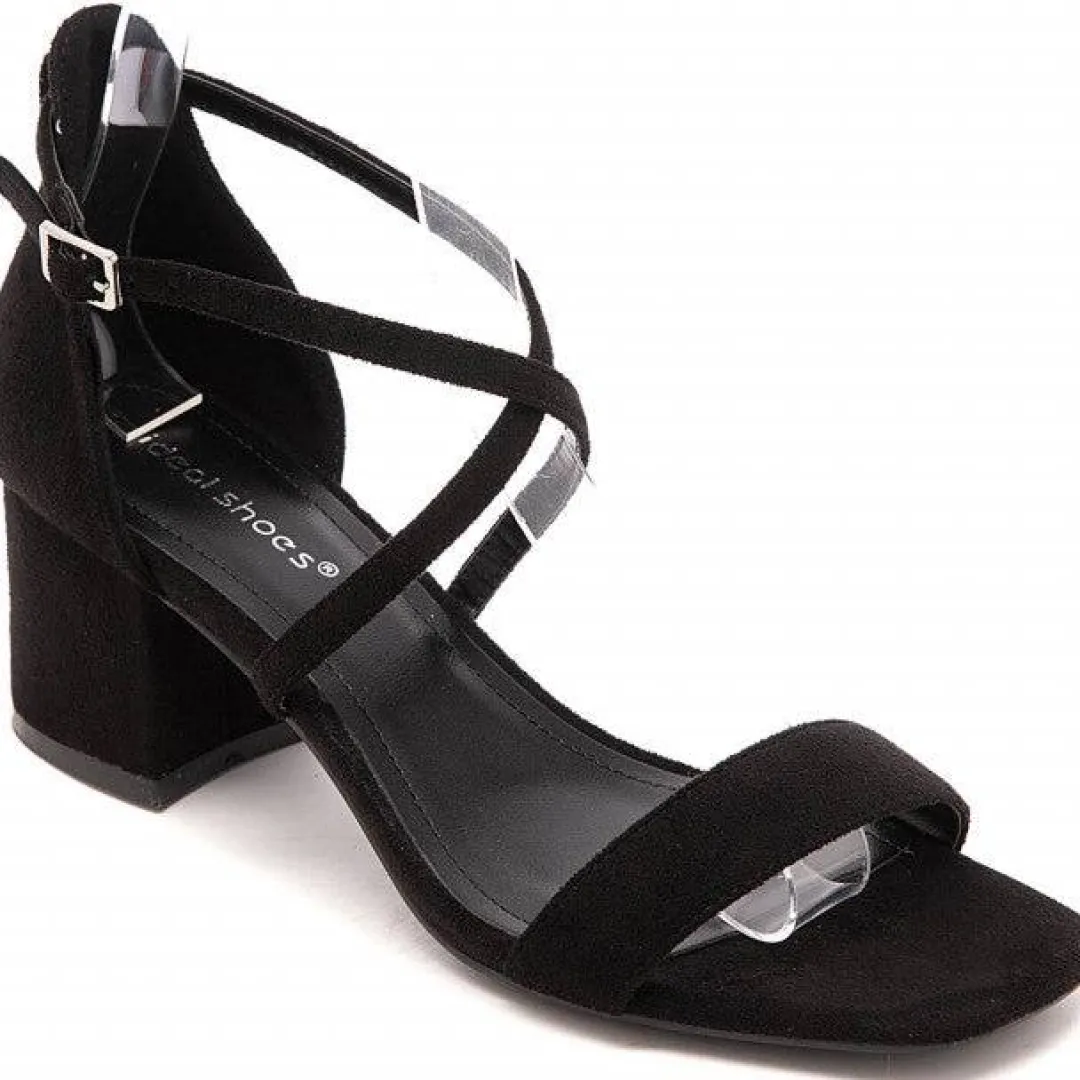 Hot Casual Mode Sandale femme talon carré - Alma Noir