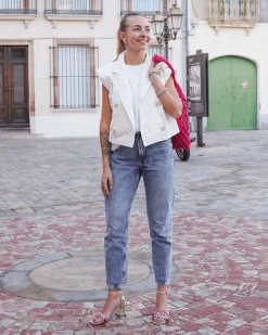 Best Casual Mode Sandale femme talon carré multicolore - Valérie Rose