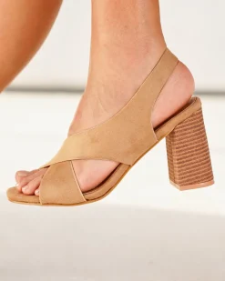 Best Casual Mode Sandale femme talon carré - Laurence Beige