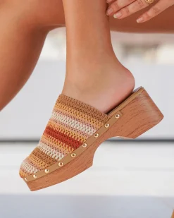 Sale Casual Mode Sandale femme talon carré multicolore - Floriane Taupe