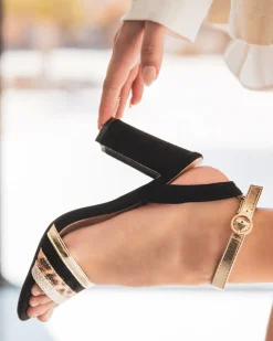 New Casual Mode Sandale femme talon carré - Jade Noir