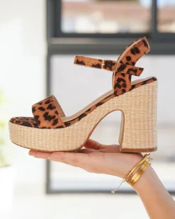 Sale Casual Mode Sandale femme talon carré léopard - Laurie Leopard