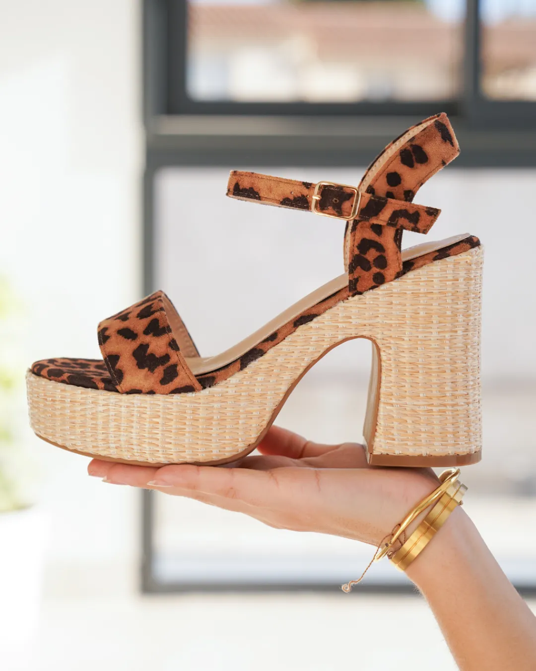 Sale Casual Mode Sandale femme talon carré léopard - Laurie Leopard