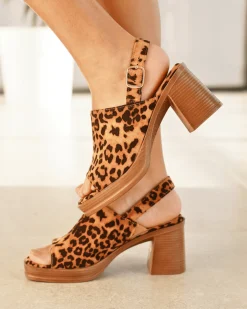 Outlet Casual Mode Sandale femme talon carré léopard - Garance Leopard